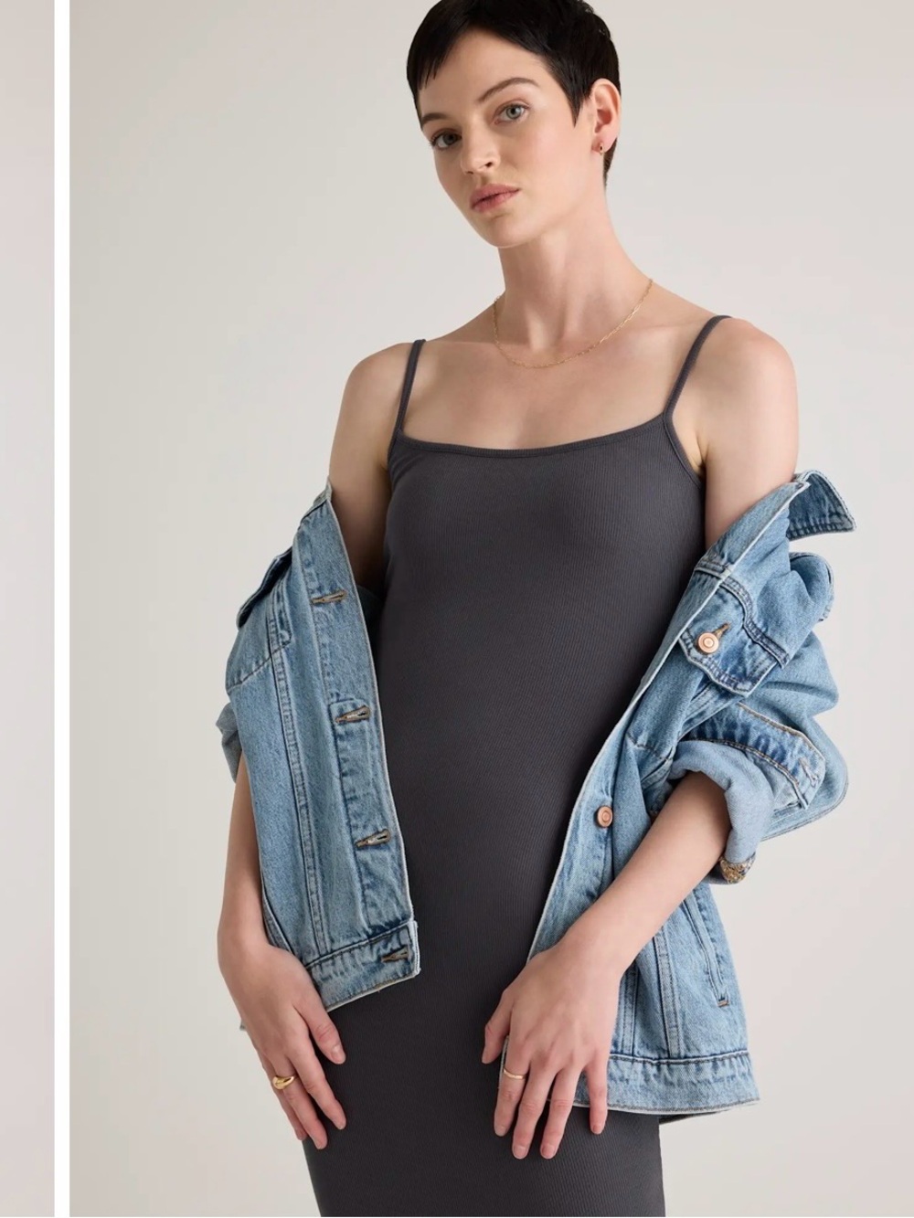 Quince Charcoal Ribbed Maxi Cami Dress